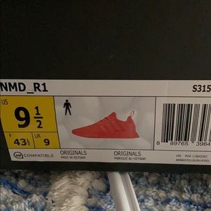 Great condition  worn once NMD R1 9.5 Solar Red